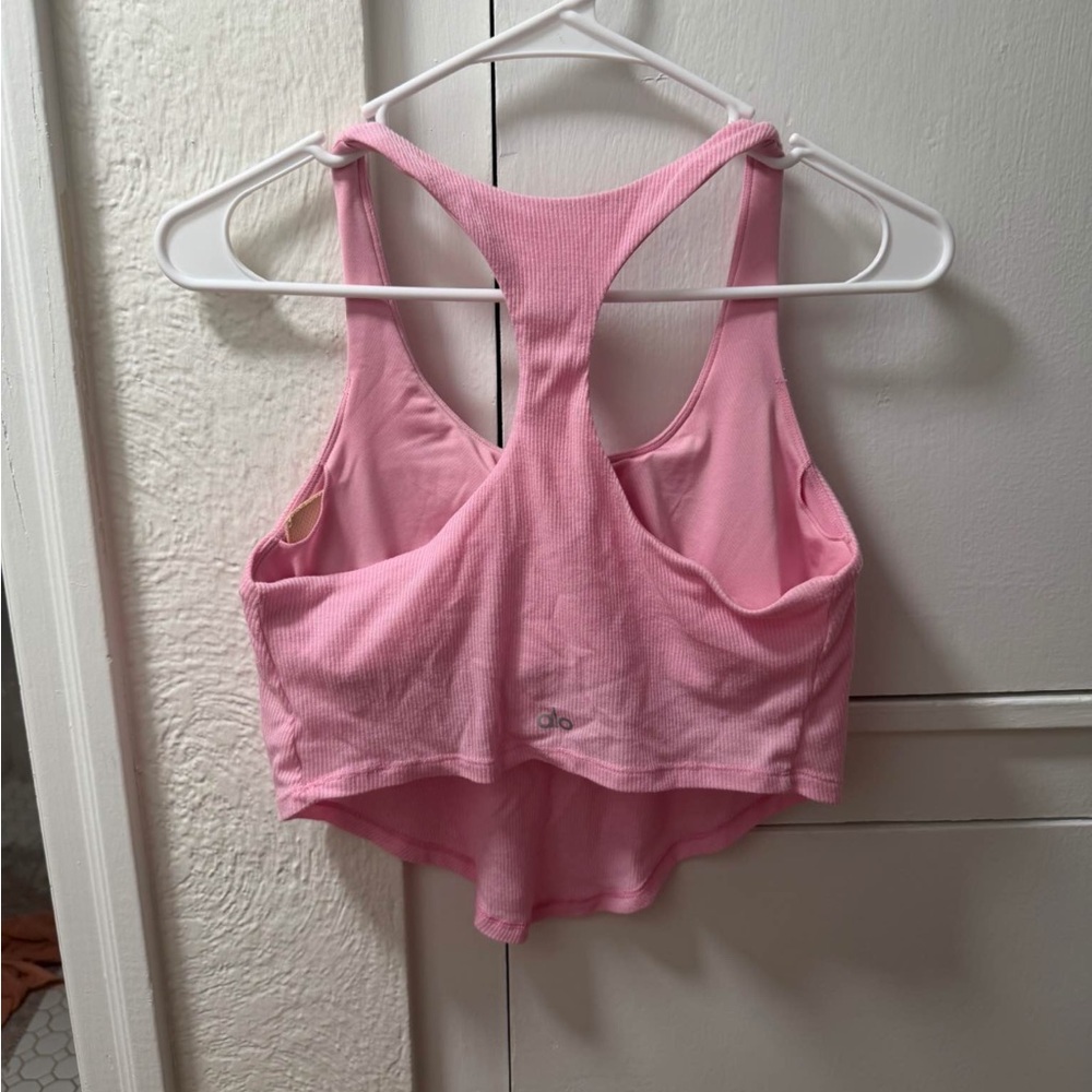 ALO Yoga Pink Ribbed Racerback Tank size M - Picture 2 of 6